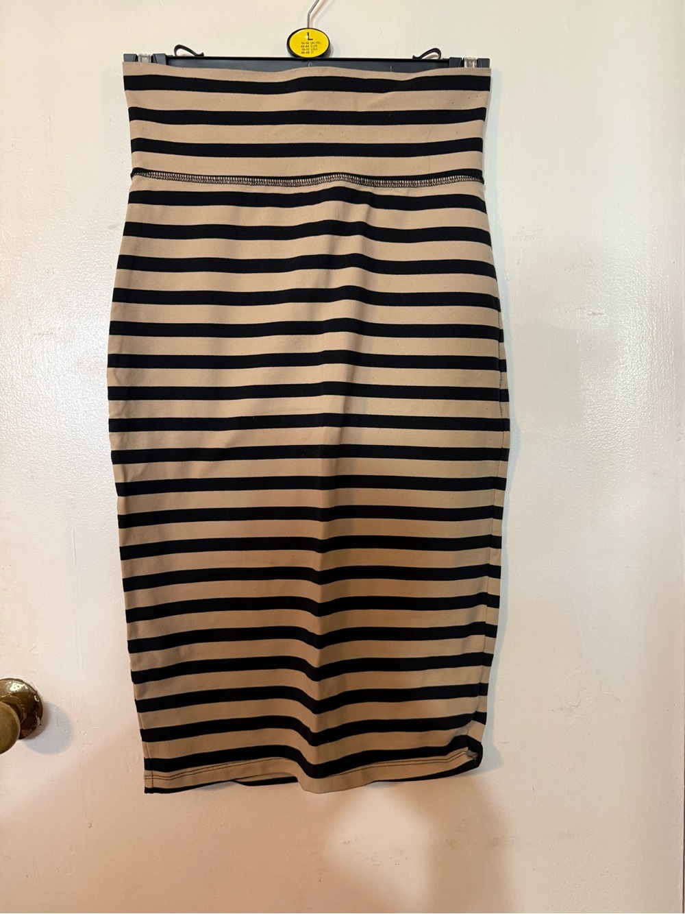 bebe Black and Tan Striped Pencil Skirt